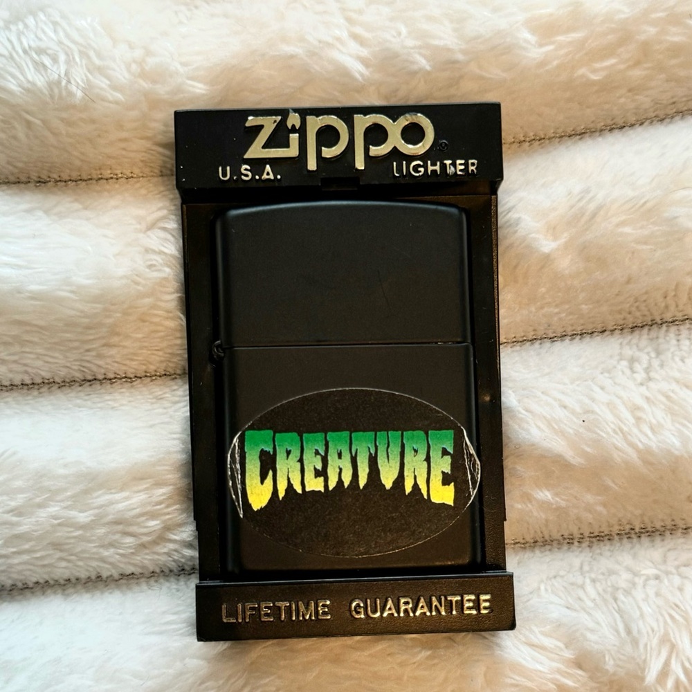 ZIPPO Black Genuine Windproof Pocket Lighter W/ Creature Sticker